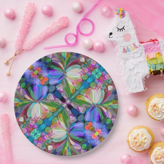 Dragonfly Wildblume Garden Abstrakt Pappteller (Party)