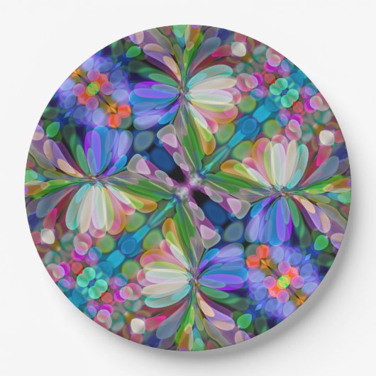 Dragonfly Wildblume Garden Abstrakt Pappteller (Vorderseite)