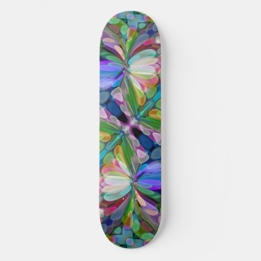 Dragonfly Wildblume Garden Abstrakt Skateboard (Vorderseite)