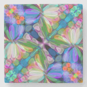 Dragonfly Wildblume Garden Abstrakt Steinuntersetzer (Vorderseite)