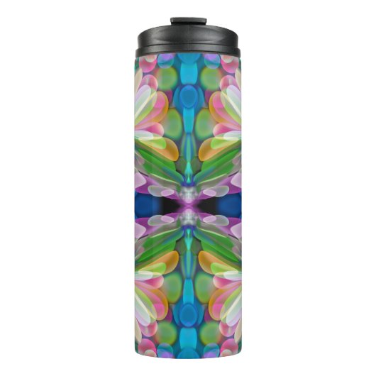 Dragonfly Wildblume Garden Abstrakt Thermosbecher (Vorderseite)