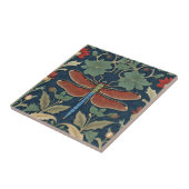 Dragonfly William Morris Stil Blau und Rot Fliese (Seite)