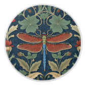 Dragonfly William Morris Stil Blau und Rot Keramikknauf (Vorderseite)
