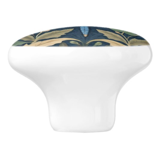 Dragonfly William Morris Stil Blau und Rot Keramikknauf (Seitenansicht)