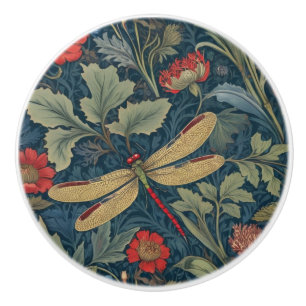 Dragonfly William Morris Stil Links Seite Vintag Keramikknauf