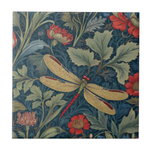 Dragonfly William Morris Stil Rechts Vintag Fliese