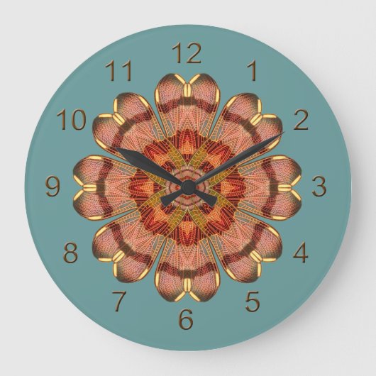 Dragonfly Wing Mandala Wall Clock Große Wanduhr (Vorderseite)