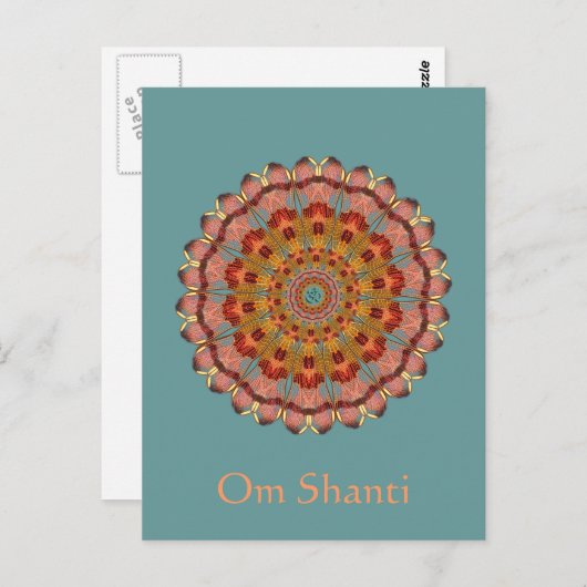 Dragonfly Wing Om Shanti Mandala Postcard Postkarte (Vorne/Hinten)