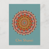 Dragonfly Wing Om Shanti Mandala Postcard Postkarte (Vorderseite)