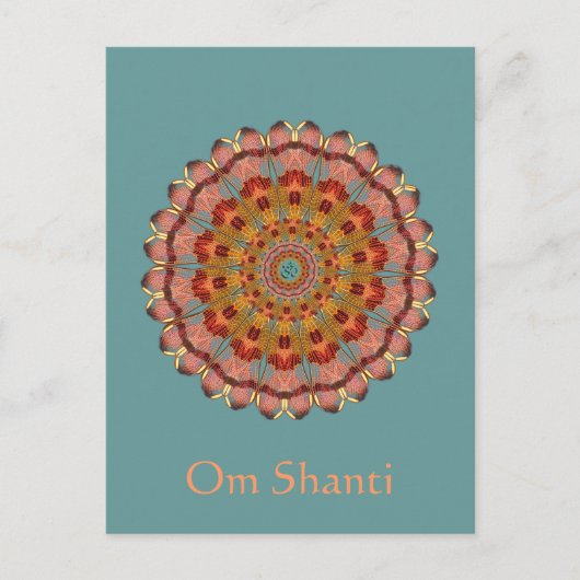 Dragonfly Wing Om Shanti Mandala Postcard Postkarte (Vorderseite)