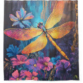 Dragonfly Wings & faszinierende farbige Blume Duschvorhang (Vorderseite)