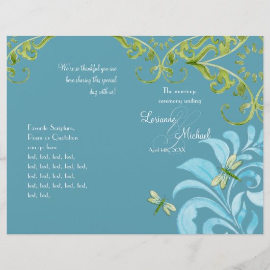 Dragonfly Wirbel Scroll Chic Modernes Blumenladen (Vorderseite)