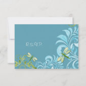 Dragonfly Wirbel Scroll Chic Modernes Blumenladen RSVP Karte (Rückseite)