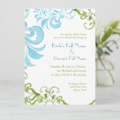 Dragonfly Wirbel Wasserfarbene Hochzeitseinladunge Einladung (Stehend Vorderseite)