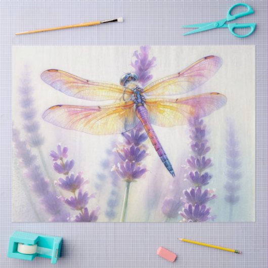 Dragonfly With Lavender Flowers Seidenpapier (Basteln)