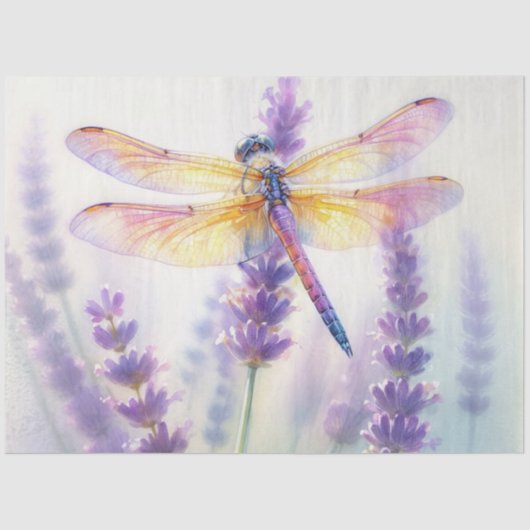 Dragonfly With Lavender Flowers Seidenpapier (Vorderseite)