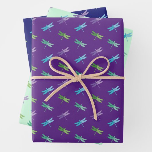 Dragonfly Wrapping Paper Flat Sheet Set 3 Geschenkpapier Set (Beispiel)