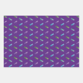 Dragonfly Wrapping Paper Flat Sheet Set 3 Geschenkpapier Set