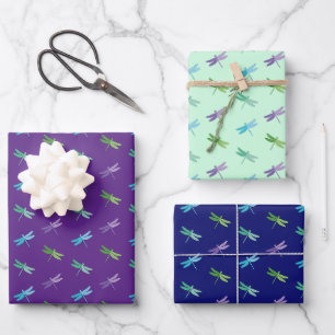 Dragonfly Wrapping Paper Flat Sheet Set 3 Geschenkpapier Set