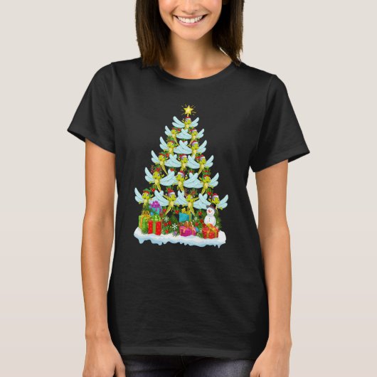 Dragonfly Xmas Holiday Dragonfly Christmas Tre T-Shirt (Vorderseite)