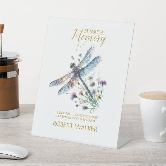 Dragonfly-Zeichen für Gedächtnisbeerdigung teilen Sockelschild (In SItu)