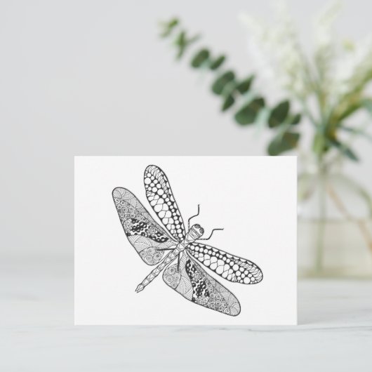 Dragonfly Zendoodle Postkarte (Stehend Vorderseite)
