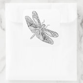 Dragonfly Zendoodle Quadratischer Aufkleber (Tasche)