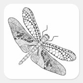 Dragonfly Zendoodle Quadratischer Aufkleber (Vorderseite)