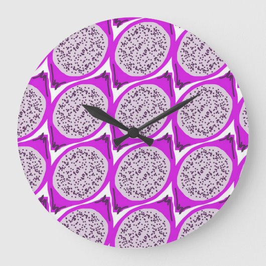 Dragonfruit Doodle Große Wanduhr (Vorderseite)