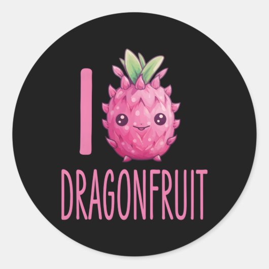 Dragonfruit Kawaii Food I Liebe Dragonfruit Runder Aufkleber (Vorderseite)