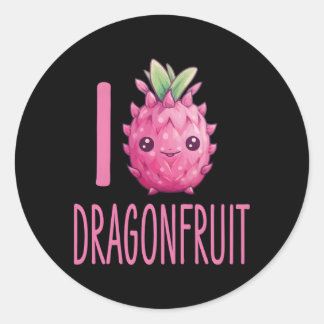 Dragonfruit Kawaii Food I Liebe Dragonfruit Runder Aufkleber