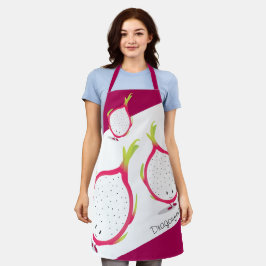 Dragonfruit Pink White Lächelnd Cartoon Food Schürze