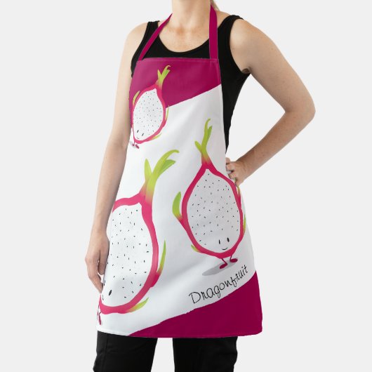 Dragonfruit Pink White Lächelnd Cartoon Food Schürze (InSitu)
