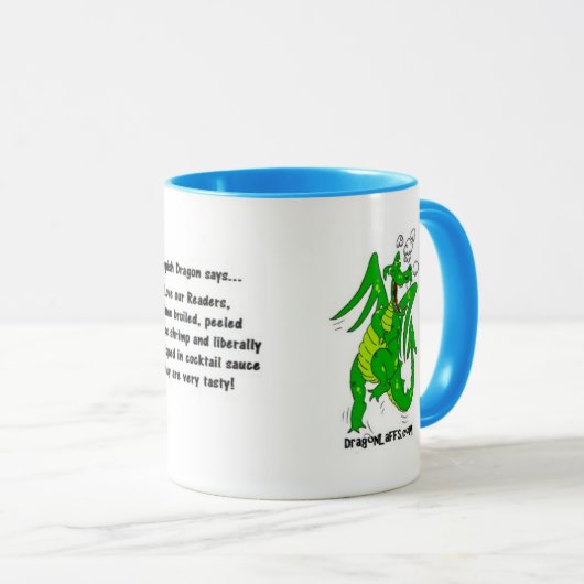 DragonLaffs.com - lachender Drache Tasse (VorderseiteRechts)