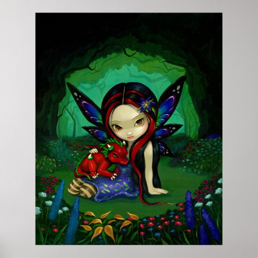Dragonling Garden 1 Fantasy Dragon Fee Print Poster (Vorne)