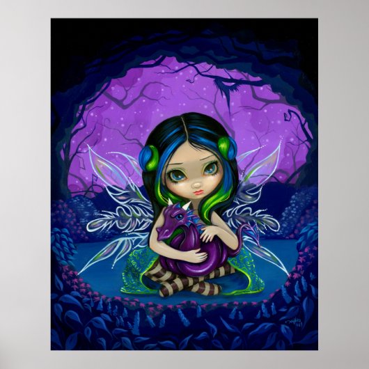 Dragonling Garden 2 Fantasy Dragon Fee Print Poster (Vorne)