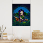 Dragonling Garden 3 Fantasy Fee Dragon Art Printin Poster (Küche)