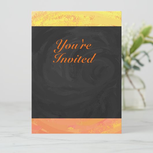 Dragons Augenorange und Schwarze Monogramm Einladung (Stehend Vorderseite)