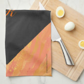 Dragons Augenorange und Schwarze Monogramm Geschirrtuch (Viertel Falte)