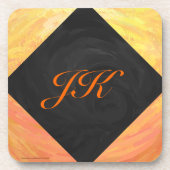 Dragons Augenorange und Schwarze Monogramm Getränkeuntersetzer (Vorderseite)