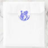 Dragons Blue White Water Fire Asien Runder Aufkleber (Tasche)