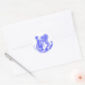 Dragons Blue White Water Fire Asien Runder Aufkleber (Umschlag)