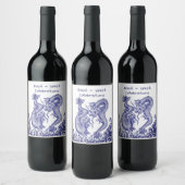Dragons Blue White Water Fire Oriental Dragons Weinetikett (Flaschen)