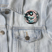 Dragons Blumenberge Rosa Landschaft Aquamarin Button (Beispiel)