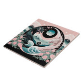 Dragons Blumenberge Rosa Landschaft Aquamarin Fliese (Seite)