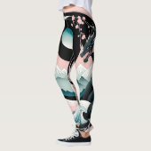 Dragons Blumenberge Rosa Landschaft Aquamarin Leggings (Links)
