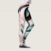 Dragons Blumenberge Rosa Landschaft Aquamarin Leggings (Rechts)