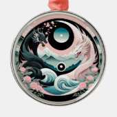 Dragons Blumenberge Rosa Landschaft Aquamarin Ornament Aus Metall (Vorne)