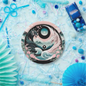 Dragons Blumenberge Rosa Landschaft Aquamarin Pappteller (Party)