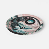 Dragons Blumenberge Rosa Landschaft Aquamarin Pappteller (Schrägansicht)